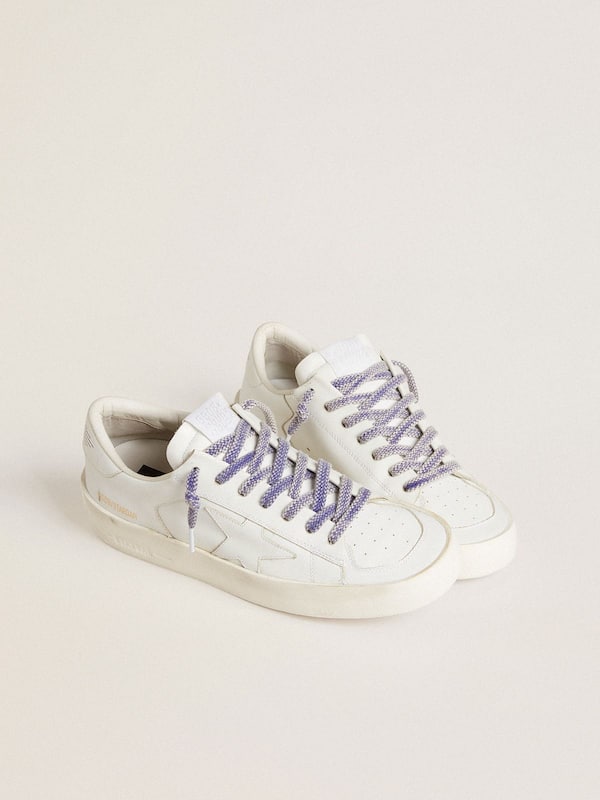 Golden Goose - Worn-purple cotton laces with logoed aglet in 