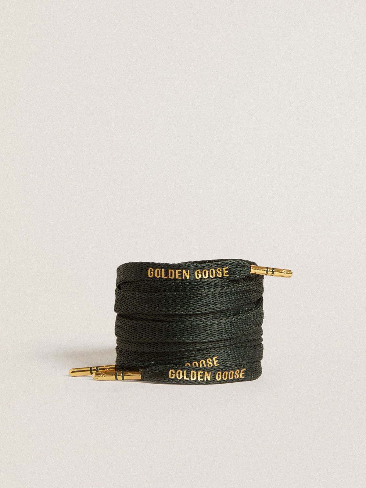 Golden Goose - Dark green cotton laces with contrasting gold-colored logo in 