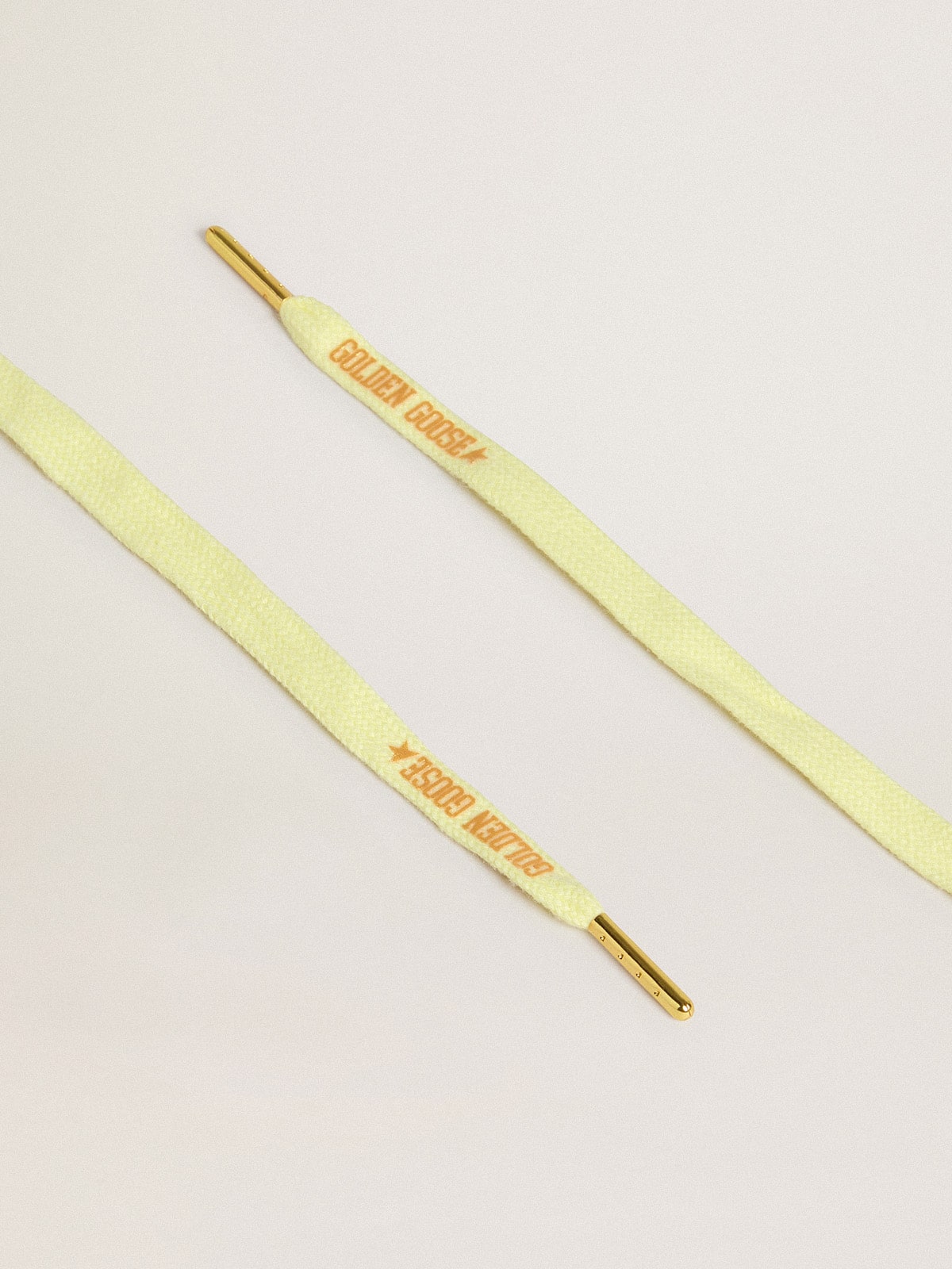 Golden Goose - Yellow cotton laces with contrasting gold-colored logo in 