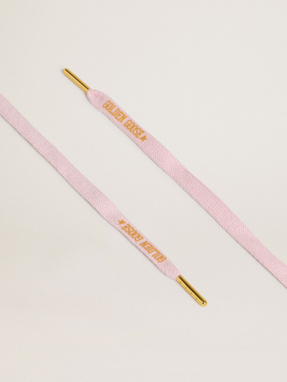 Golden Goose - Pink cotton laces with contrasting gold-colored logo in 