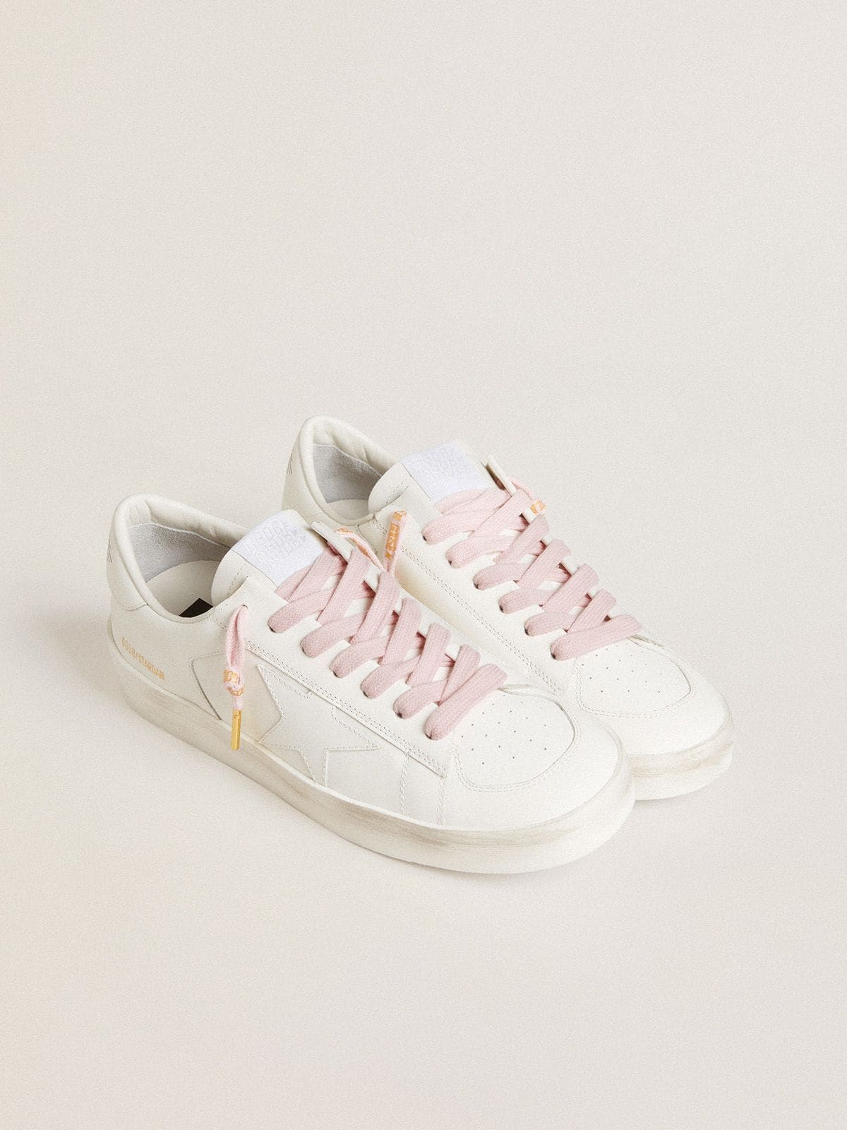 Golden Goose - Pink cotton laces with contrasting gold-colored logo in 