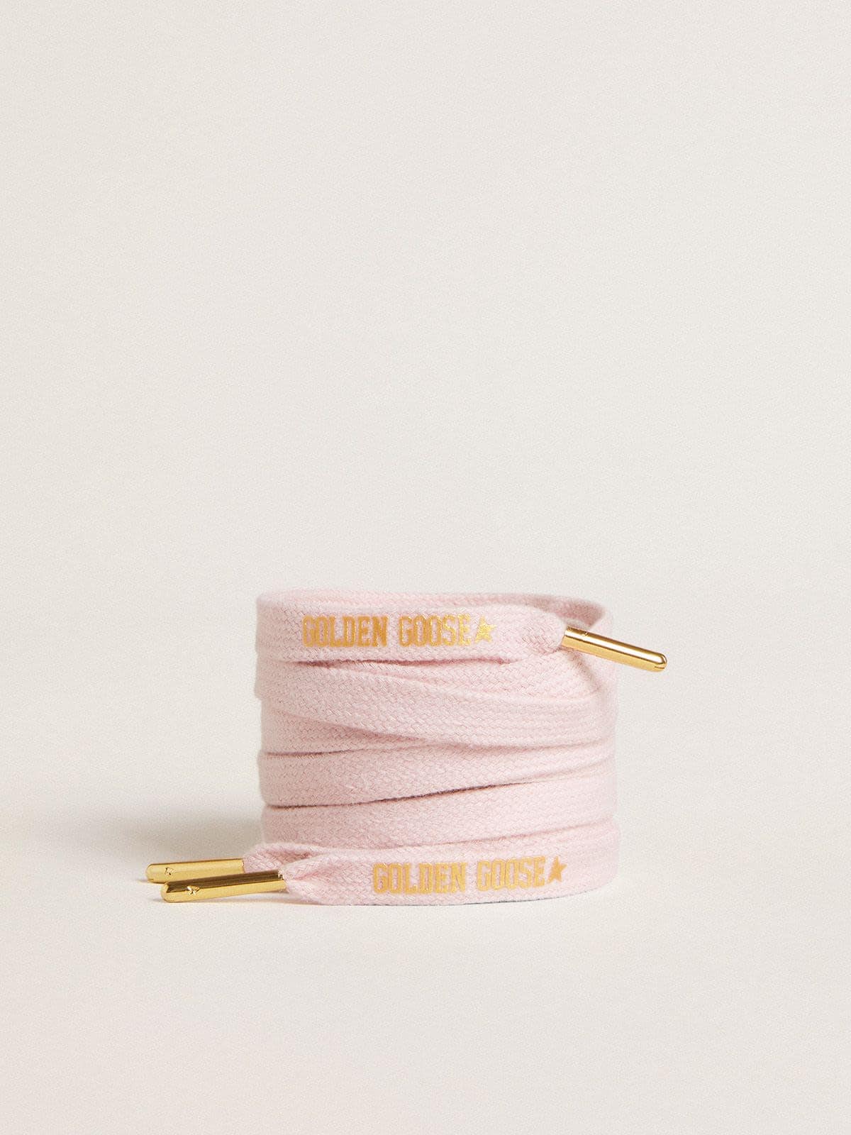 Golden Goose - Pink cotton laces with contrasting gold-colored logo in 