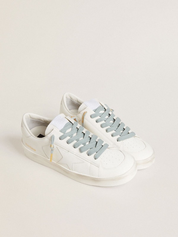 Golden Goose - Light-blue cotton laces with contrasting gold-colored logo in 