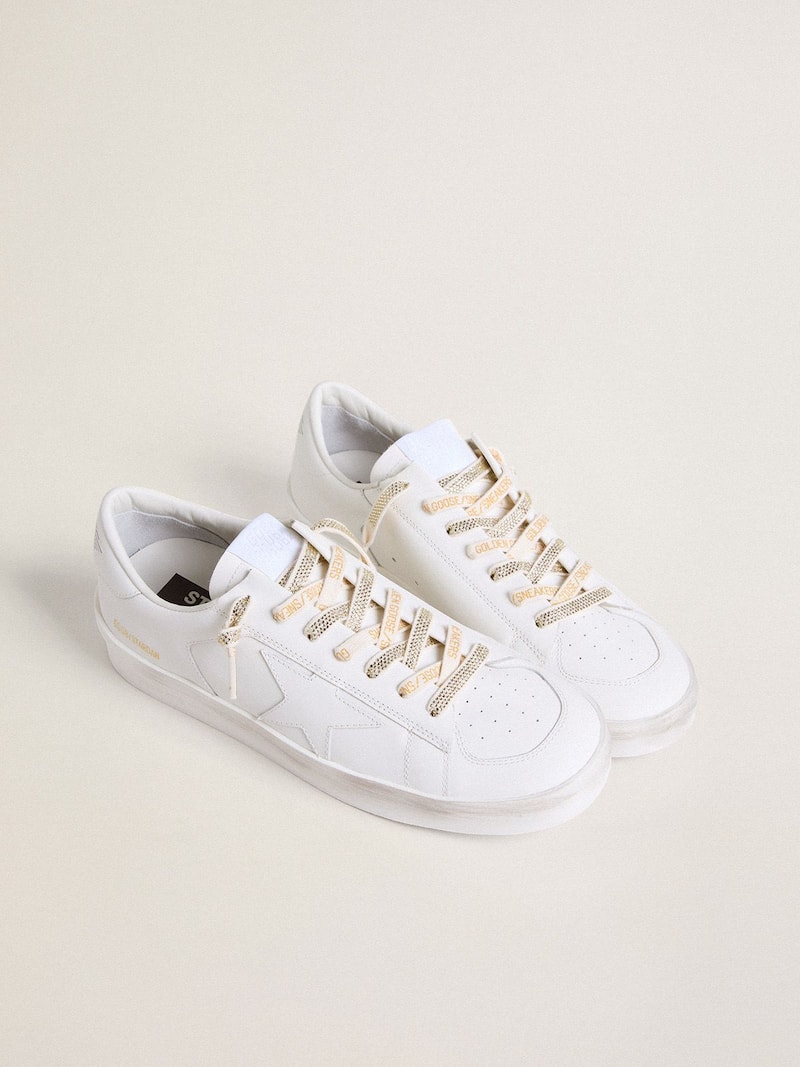 Golden Goose - Cordones de algod&oacute;n con cristales Swarovski plateados y logotipo color dorado in 