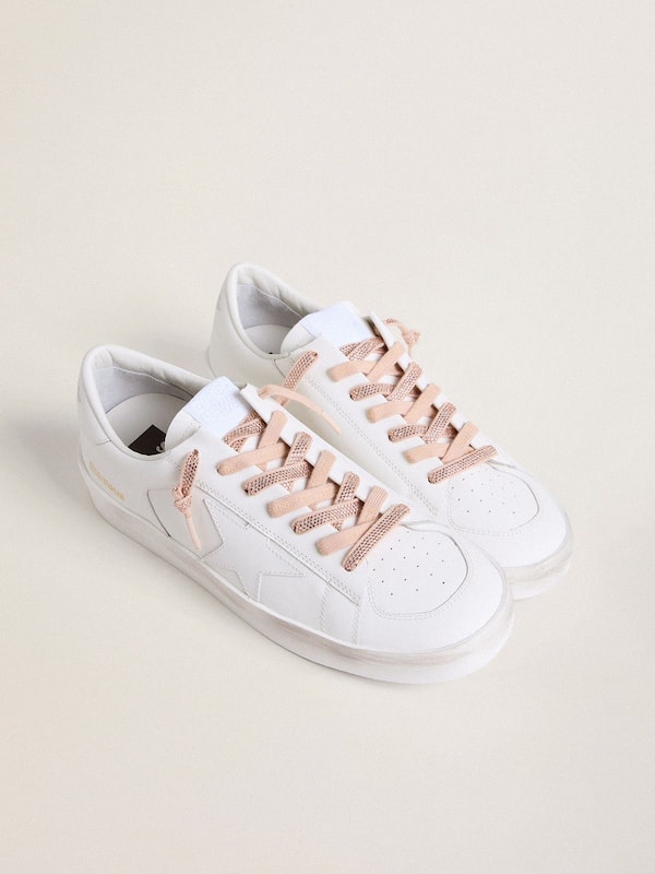 Golden Goose - Cotton laces with silver Swarovski crystals and gold-colored logo in 