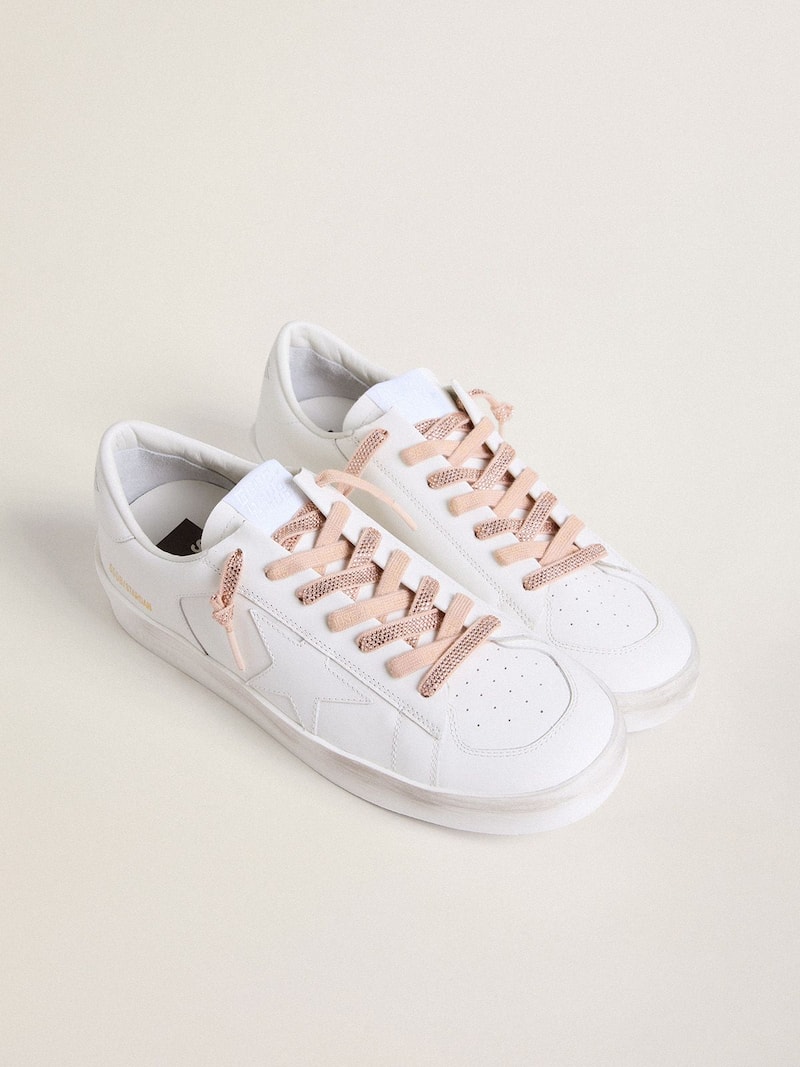 Golden Goose - Cordones de algod&oacute;n con cristales Swarovski plateados y logotipo color dorado in 