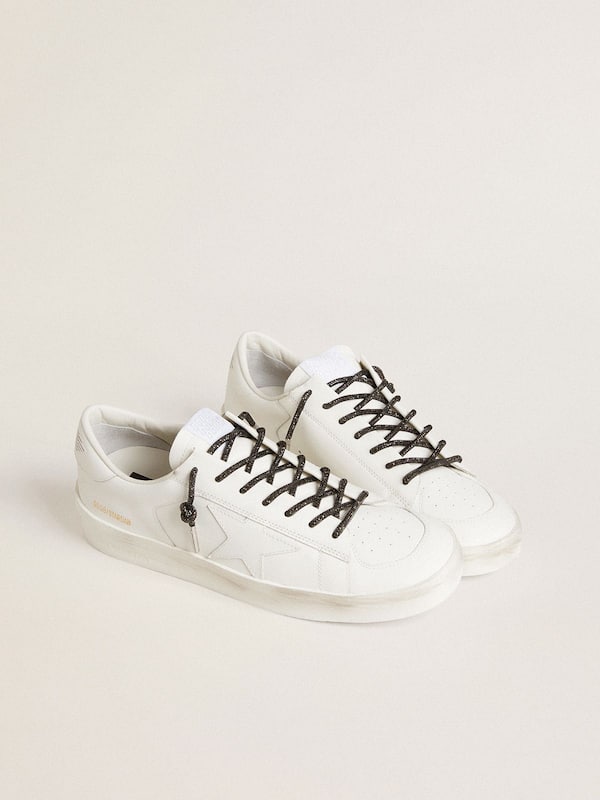 Golden Goose - Black laces with silver-colored Swarovski rhinestones in 