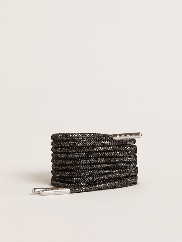 Golden Goose - Black laces with silver-colored Swarovski rhinestones in 