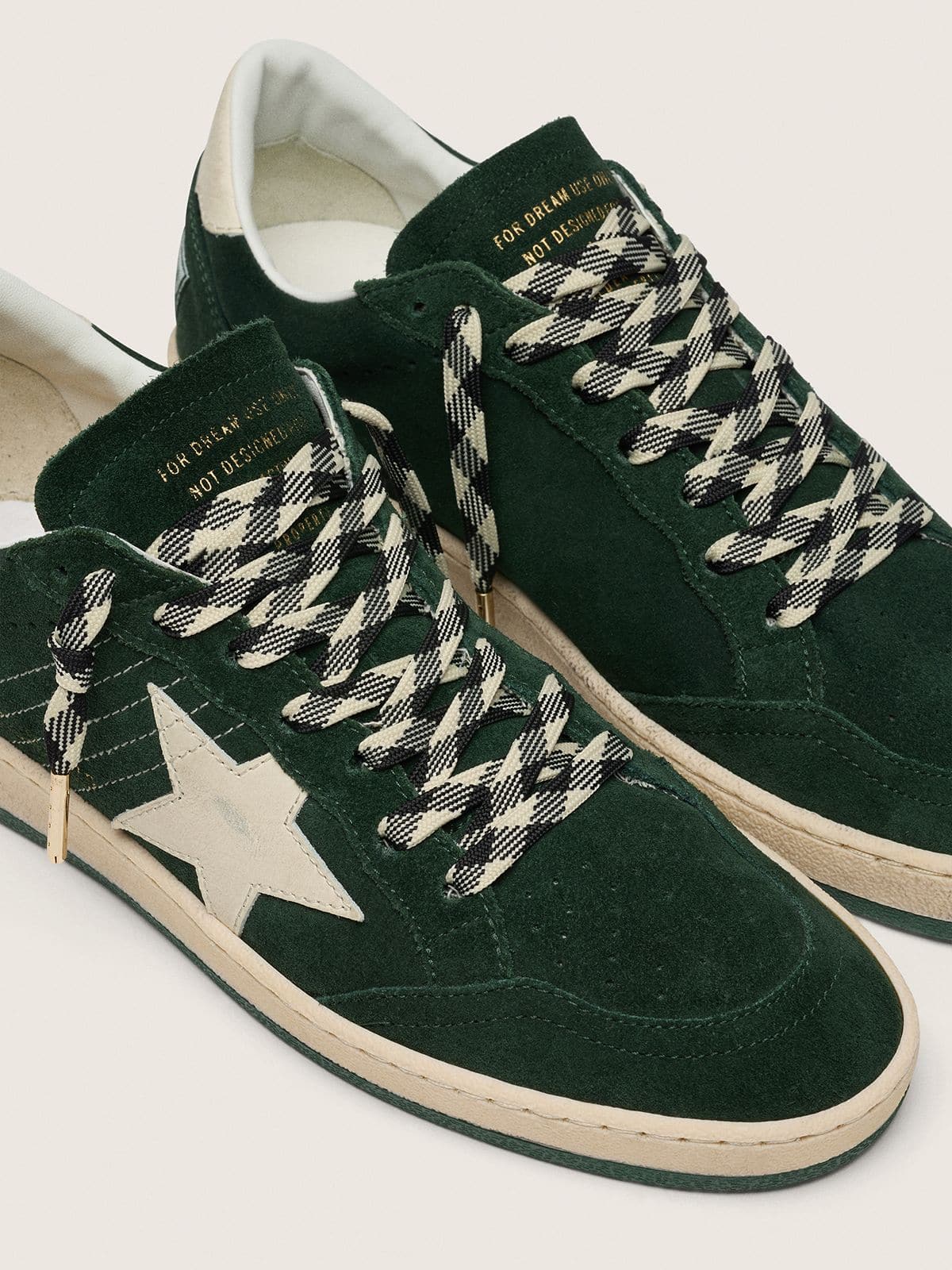 Golden Goose - Laccio a quadri color panna e nero in 