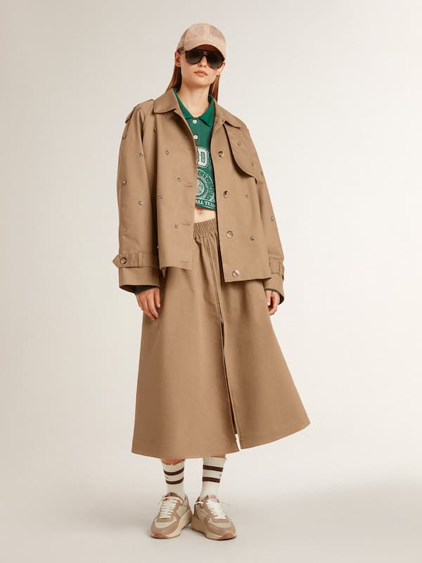 Golden Goose - Worn-white socks with distressed details and brown stripes in 
