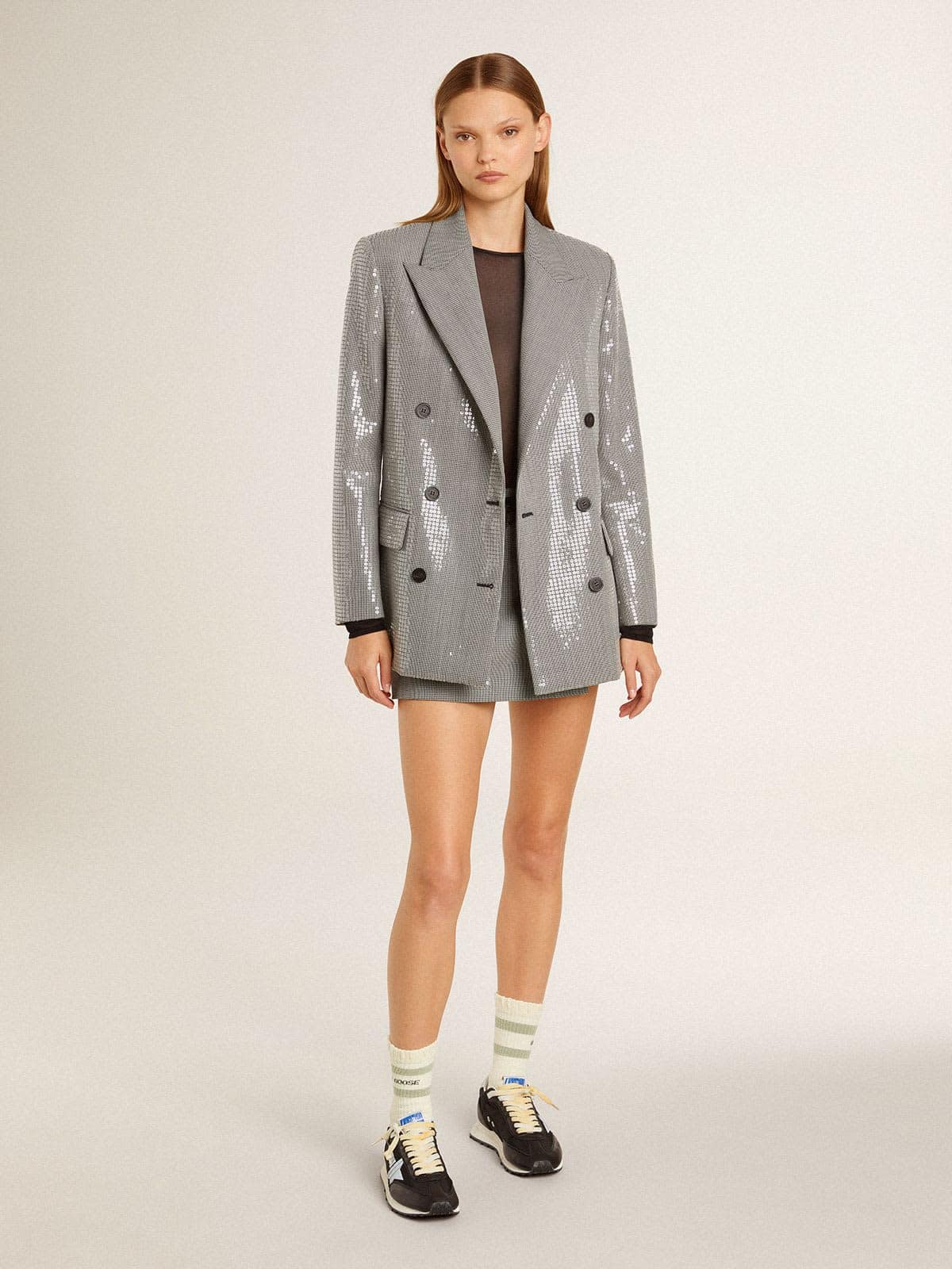 Golden Goose - Worn-white socks with distressed details and sage-green stripes in 