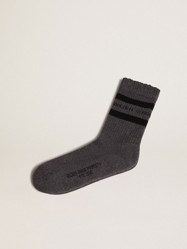 Golden Goose - Grey socks with distressed details and black stripes in 