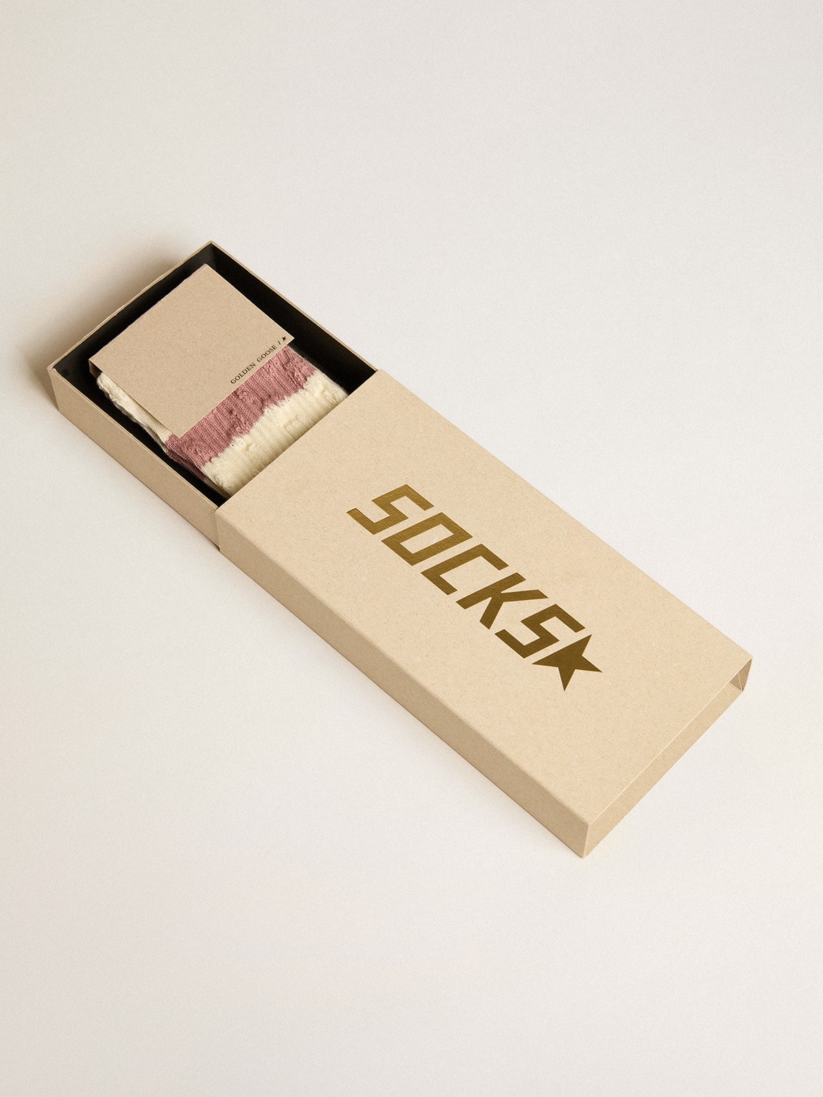 Golden Goose - Chaussettes blanc vieilli &agrave; rayures multicolores in 