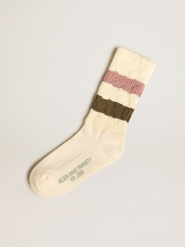 Golden Goose - Socks in aged white with multicolor stripes in 