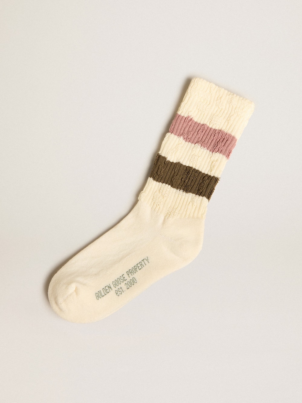 Golden Goose - Socken in Lived-in-White mit mehrfarbigen Streifen in 