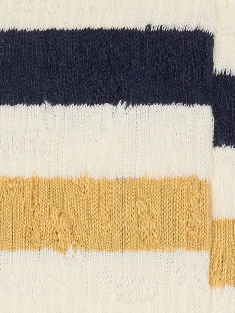 Golden Goose - Calzini bianco vissuto con dettagli distressed e stripes bicolor in 