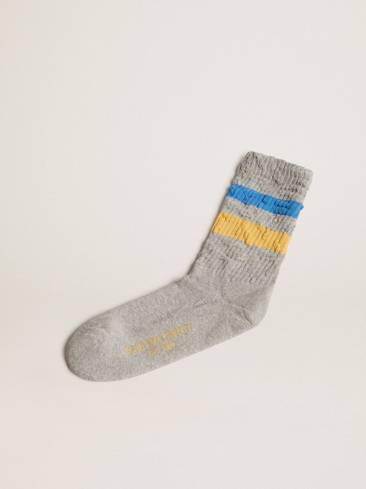 Golden Goose - Gray socks with distressed details and two-tone stripes in 