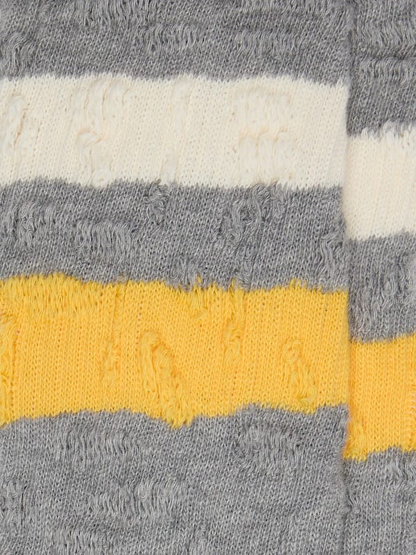 Golden Goose Gray socks with distressed details and yellow and white stripes Socks grey unisex