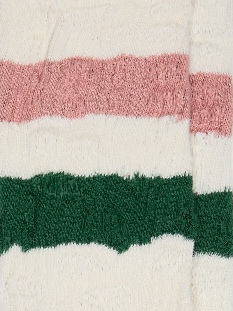 Golden Goose - Calzini bianco vissuto con dettagli distressed e stripes rosa e verdi in 