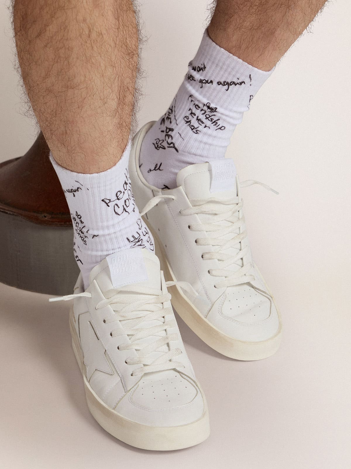 Optical white socks with black lettering Golden Goose