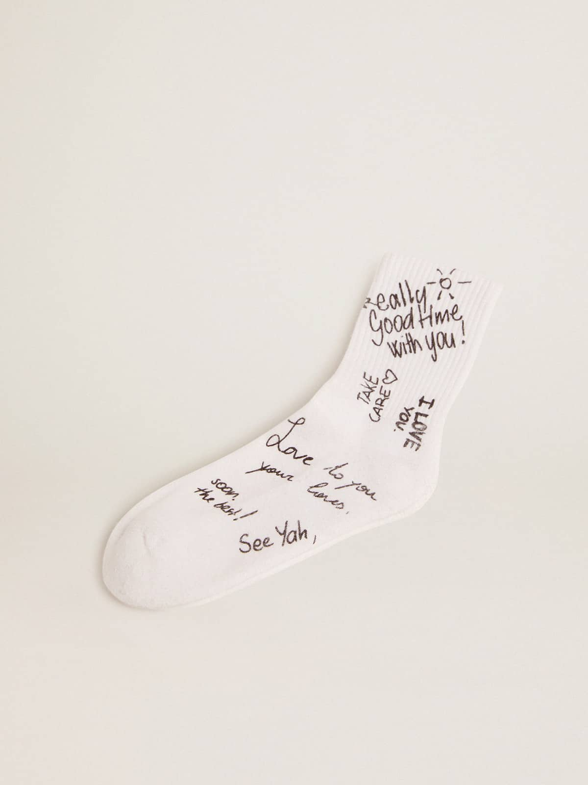 Golden Goose - Optical white socks with black lettering in 