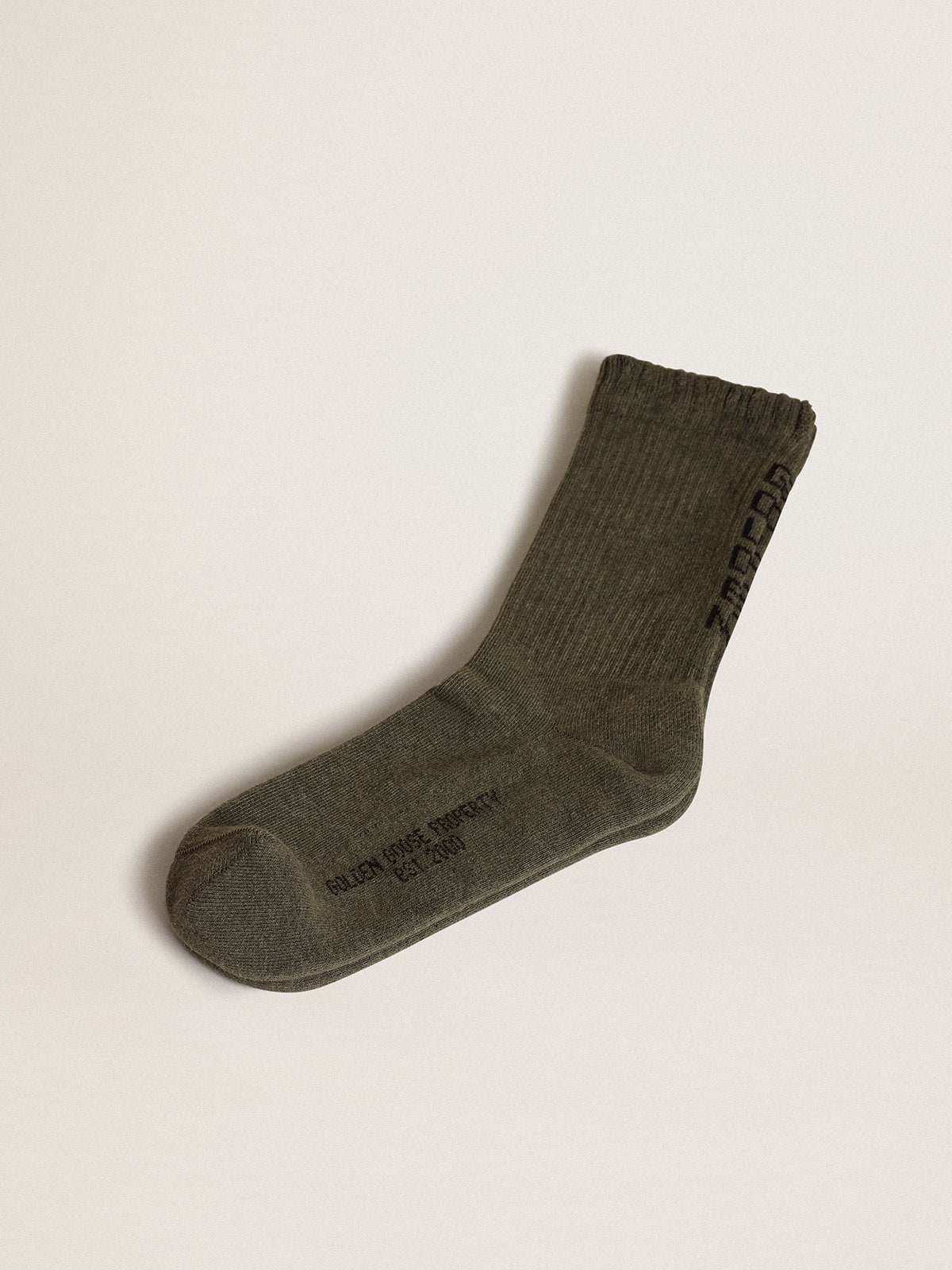 Golden Goose - Olive green cotton socks with lettering on the back in 