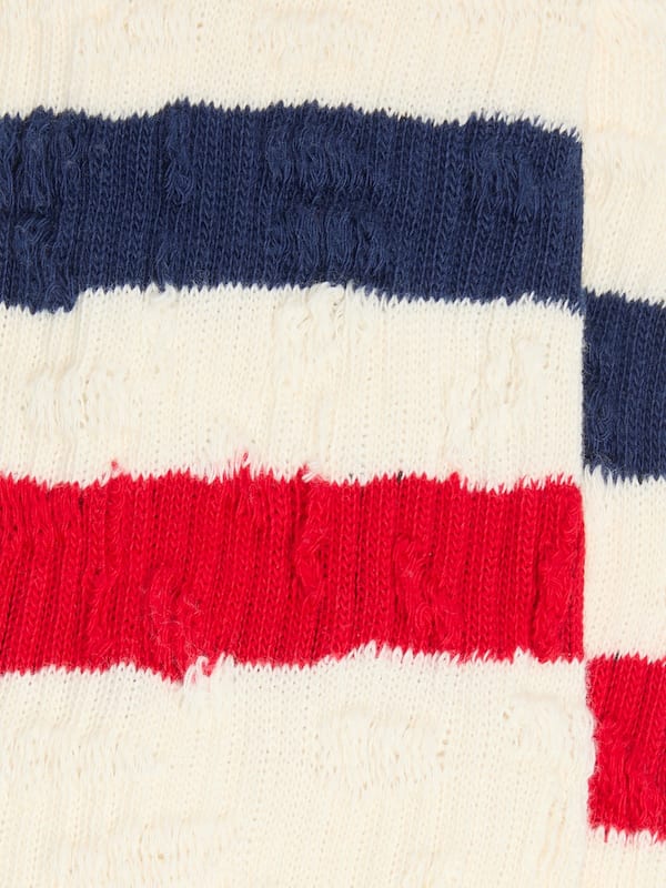 Disney | Golden Goose Unisex vintage white socks with distressed details, two-tone stripes, and logo label