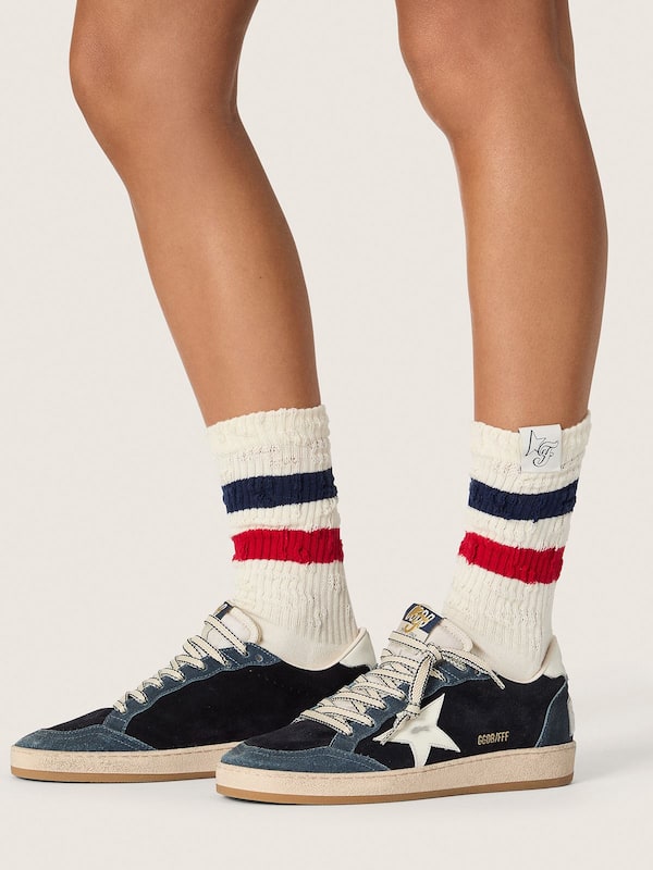 Golden Goose Golden Goose | FiveFourFive Chaussettes blanc vintage avec rayures Bas white unisex