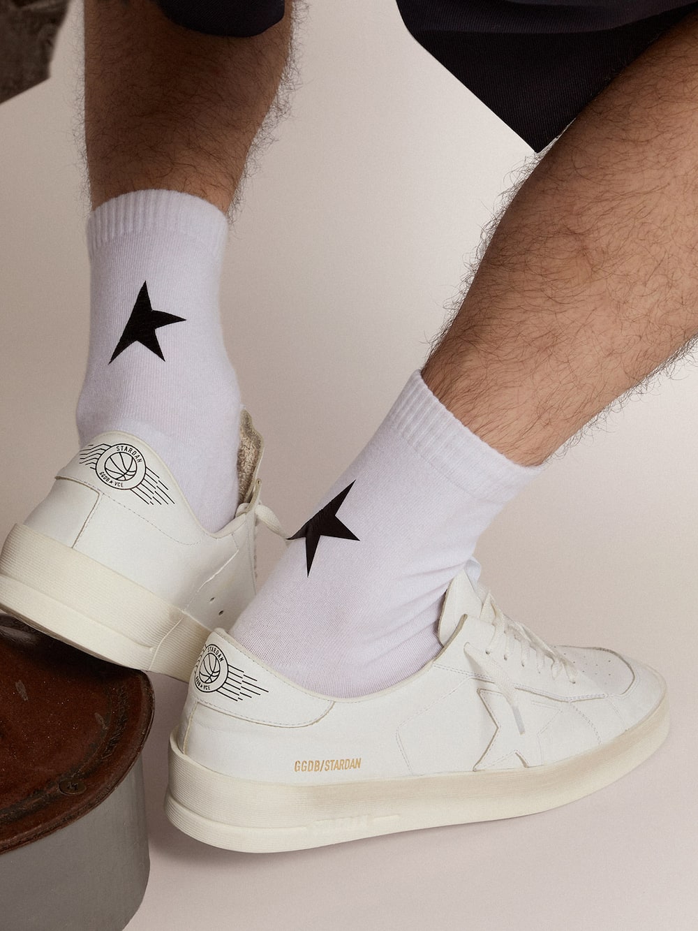 Golden Goose - White Star Collection socks with contrasting black star in 