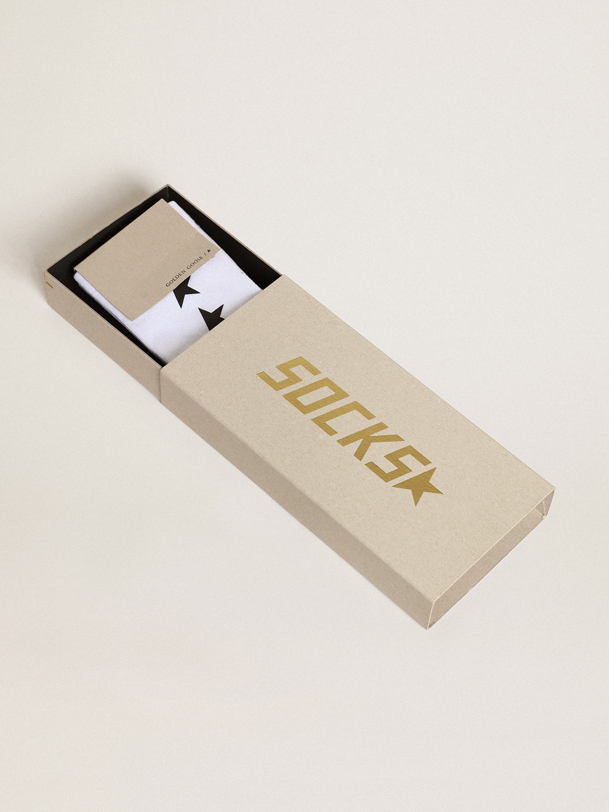 Golden Goose - Worn white socks with contrasting black stars in 