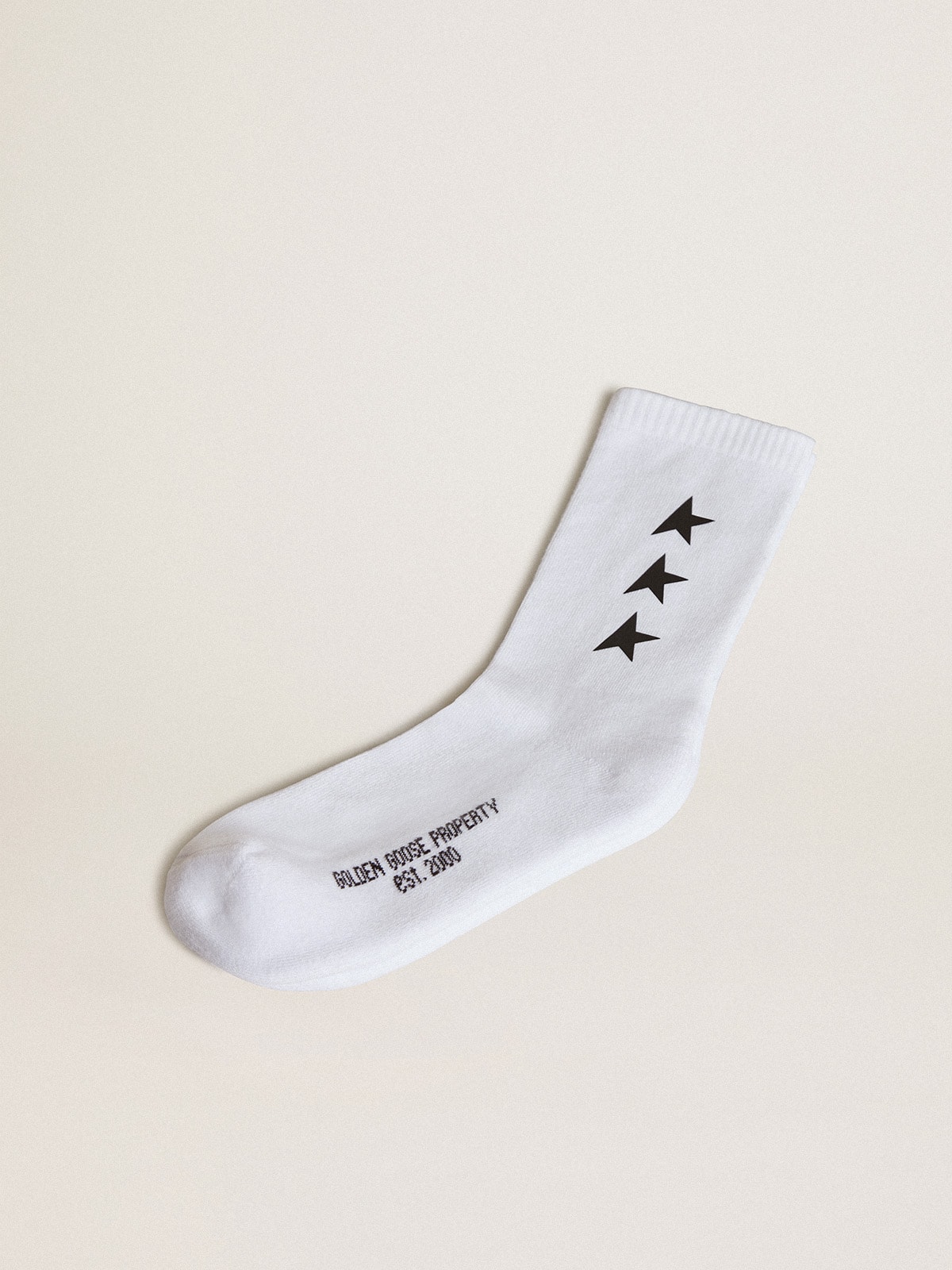 Golden Goose - Worn white socks with contrasting black stars in 