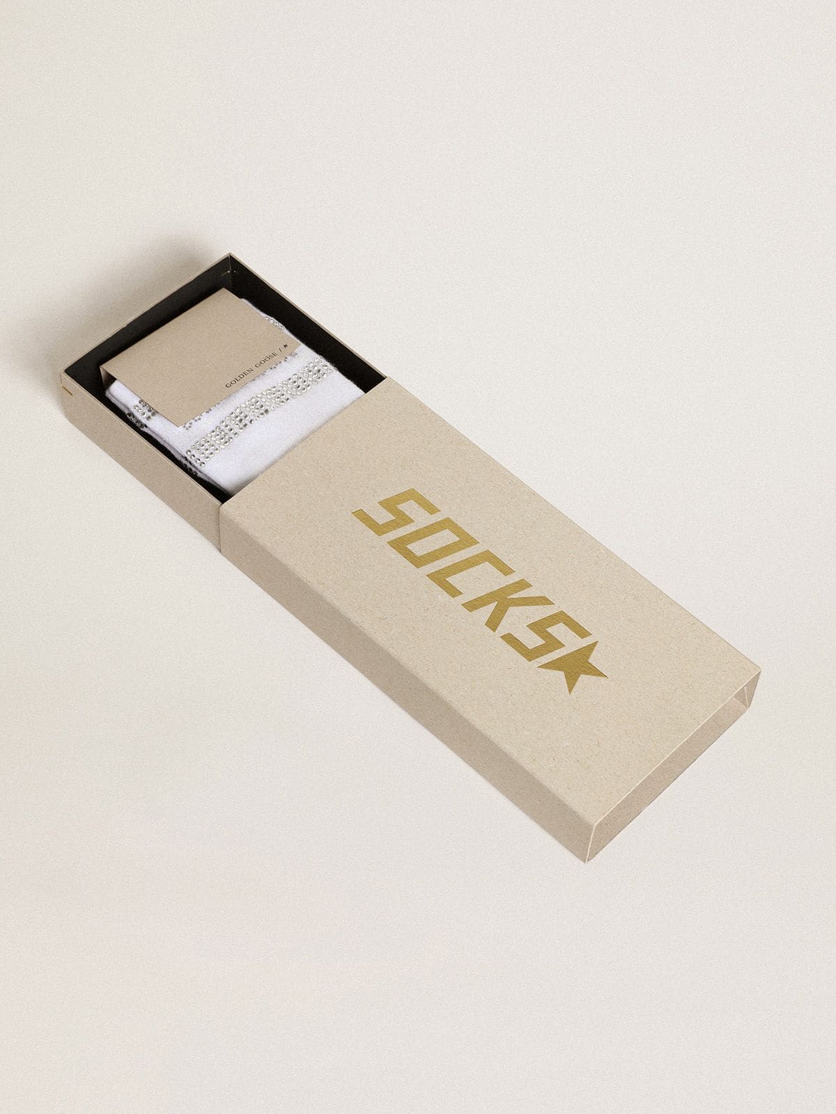 Golden Goose - Calzini Unisex in cotone bianco con cristalli applicati in 