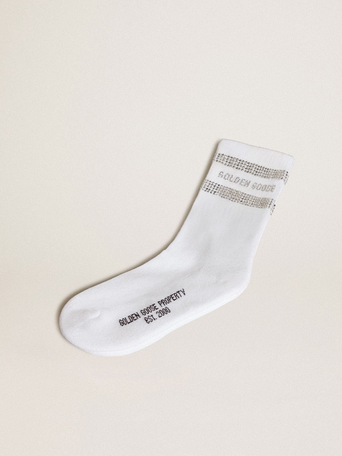 Golden Goose - Calzini Unisex in cotone bianco con cristalli applicati in 