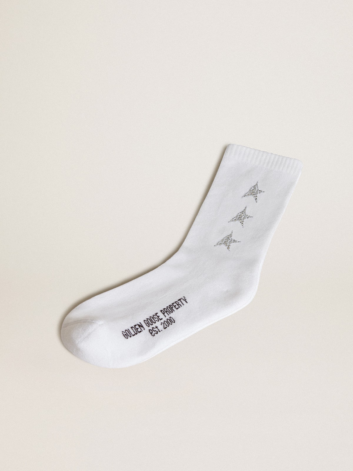 Golden Goose - Weiße Socken mit kristallbesetzten Sternen in 