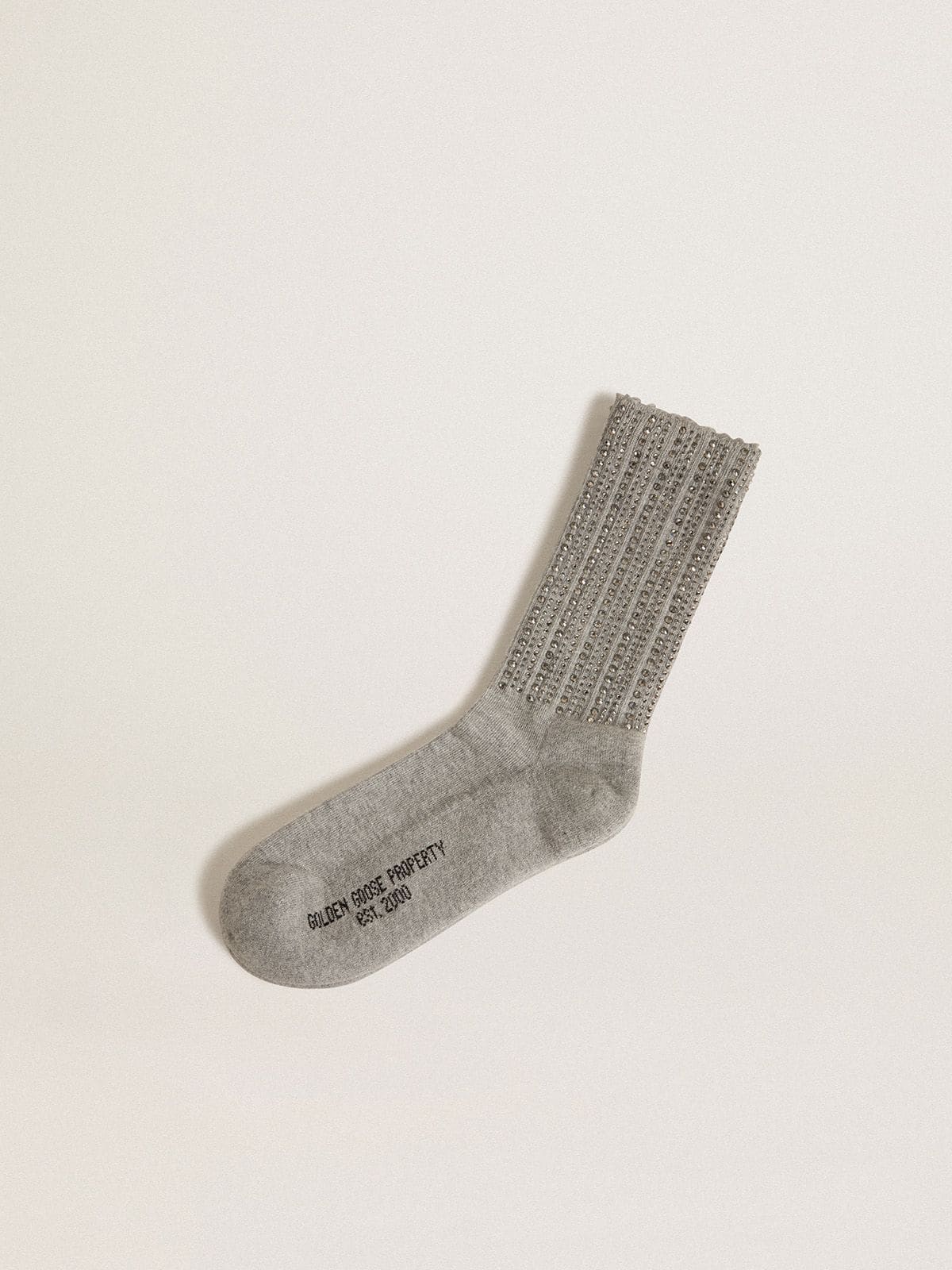 Golden Goose - Chaussettes grises avec cristaux appliqués sur la tige in 