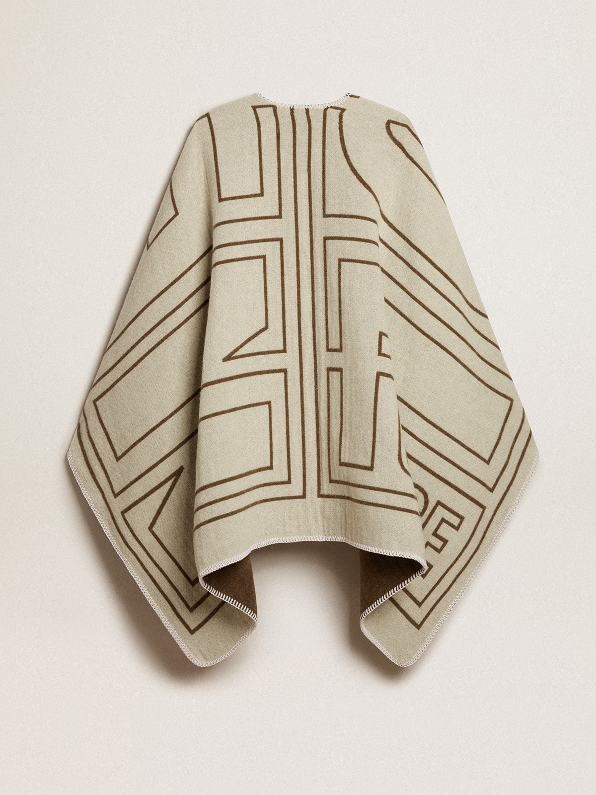 Golden Goose - Double-sided cape in military-green wool blend in 