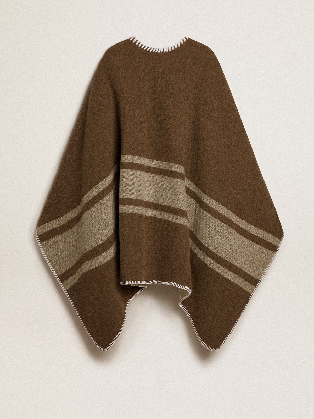 Golden Goose - Double-sided cape in military-green wool blend in 