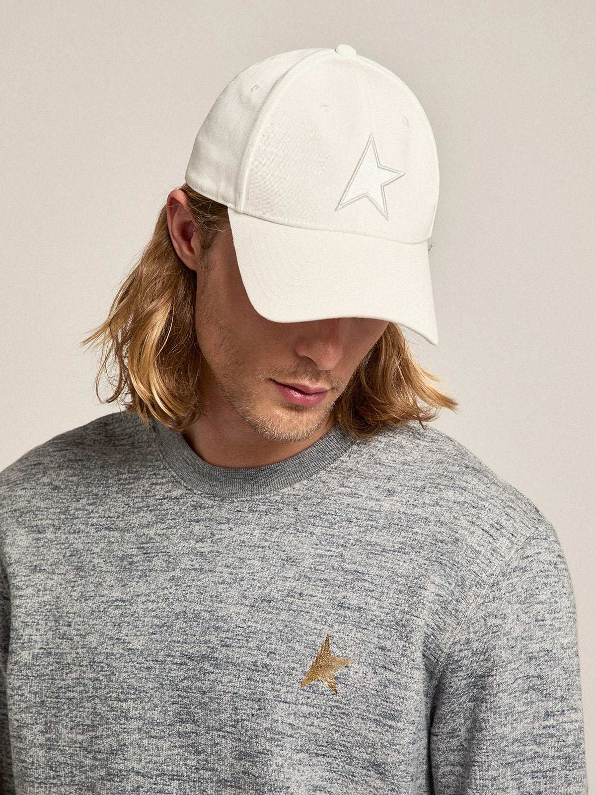 Golden Goose - Cappellino da baseball bianco con stella in 