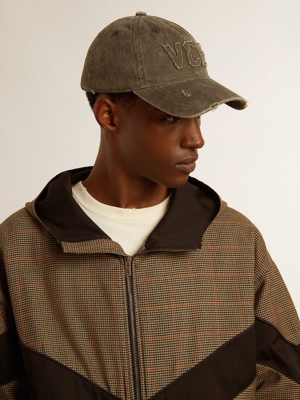 Golden Goose - Olive-green cotton baseball cap with a lived-in finish in 
