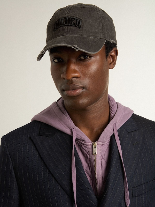 Golden Goose - Gray distressed baseball cap with embroidery in 