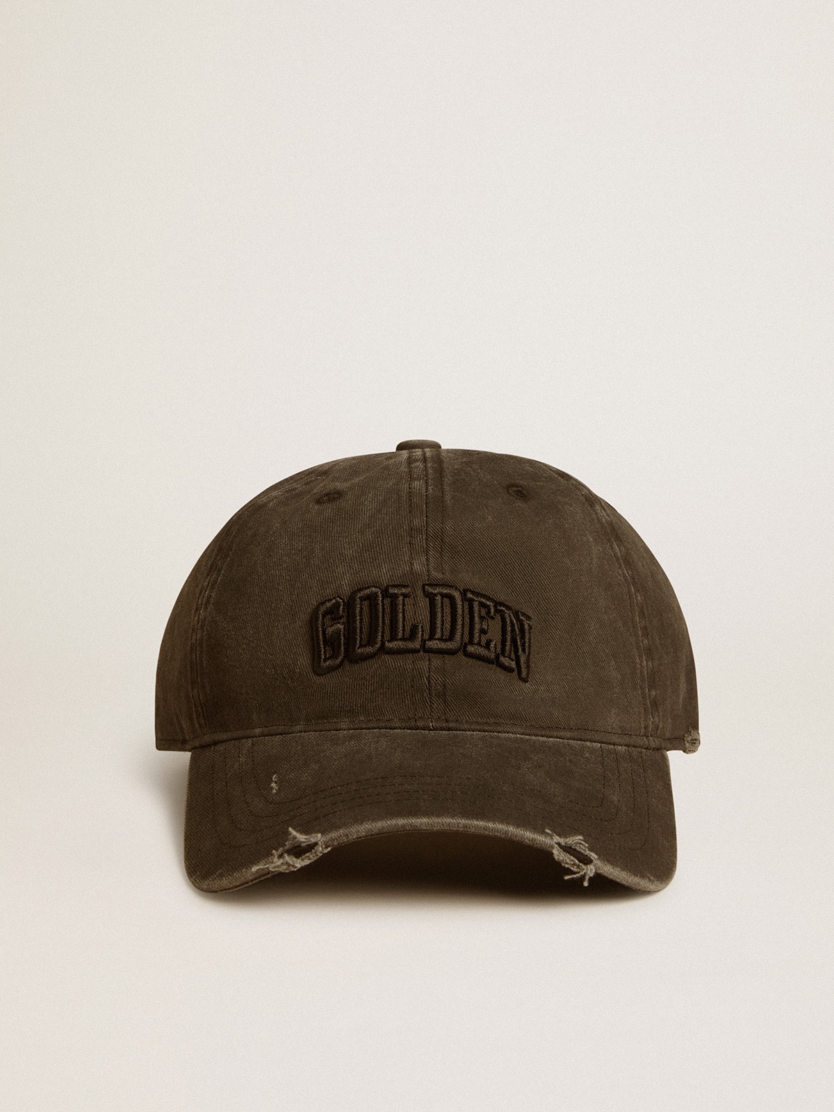 Gray distressed baseball cap with embroidery Golden Goose