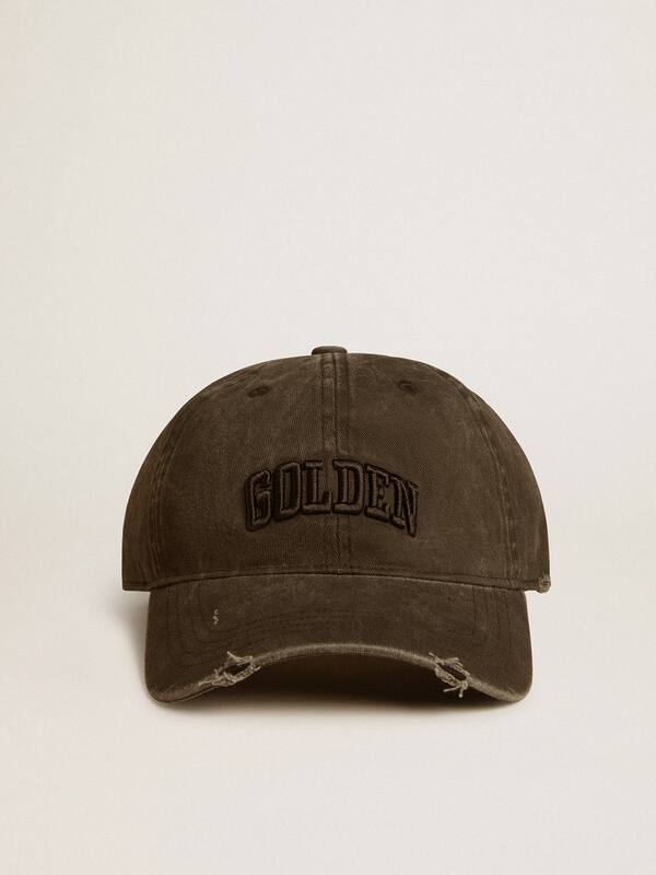 Golden Goose - Gray distressed baseball cap with embroidery in 