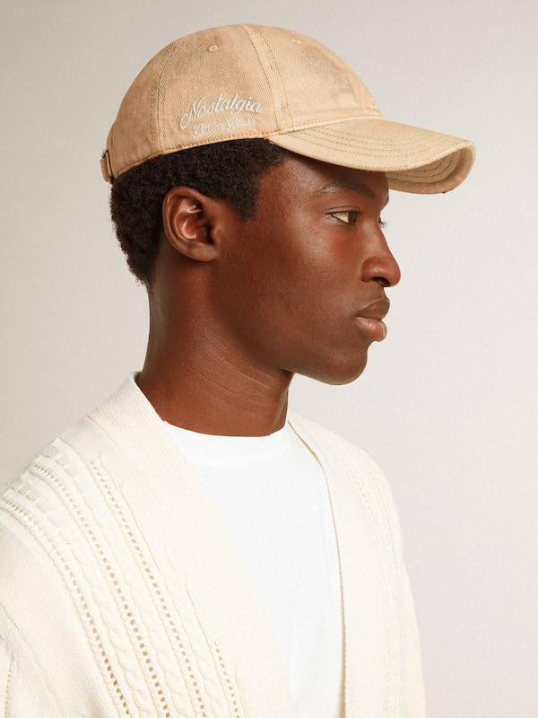 Golden Goose - Beige baseball cap with a lived-in finish in 