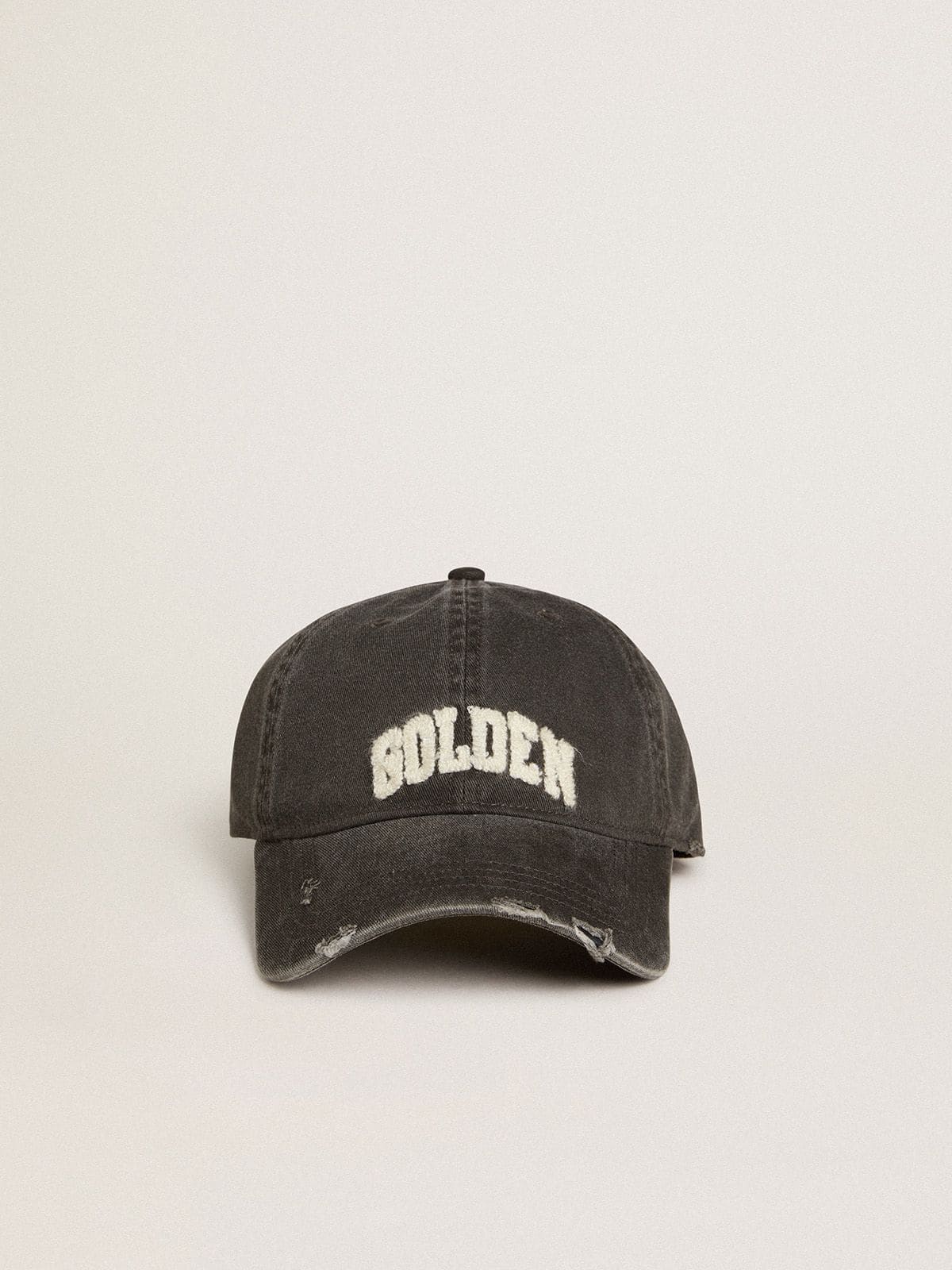 Golden Goose - Gray cotton baseball cap with a lived-in finish in 
