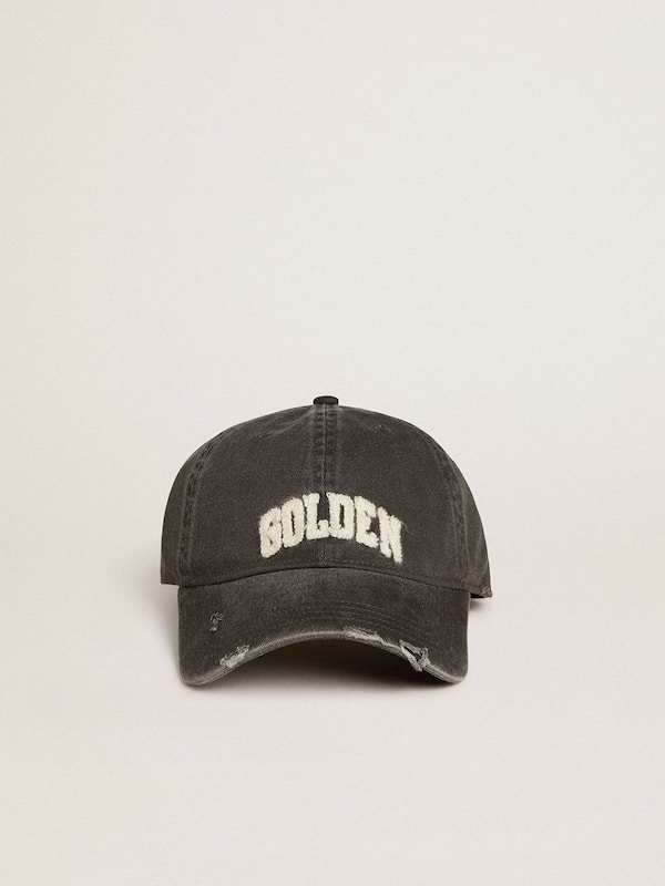 Golden Goose - Gray cotton baseball cap with a lived-in finish in 