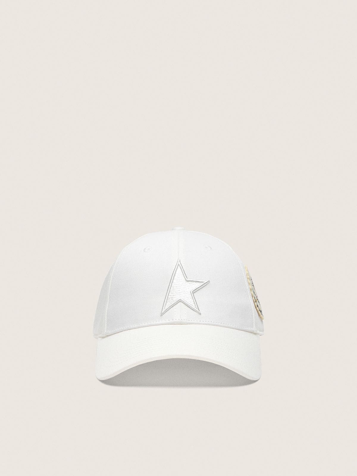 Golden Goose - White tennis-inspired cap with star, patches and pin in 
