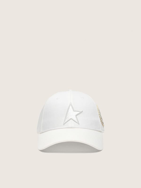 Golden Goose - White tennis-inspired cap with star, patches and pin in 