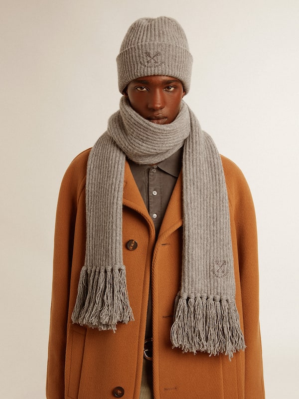 Golden Goose - Gray ribbed wool beanie in 