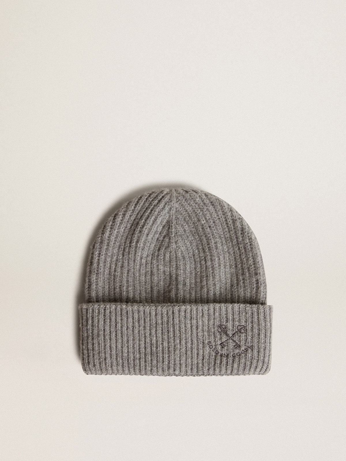 Golden Goose - Gray ribbed wool beanie in 