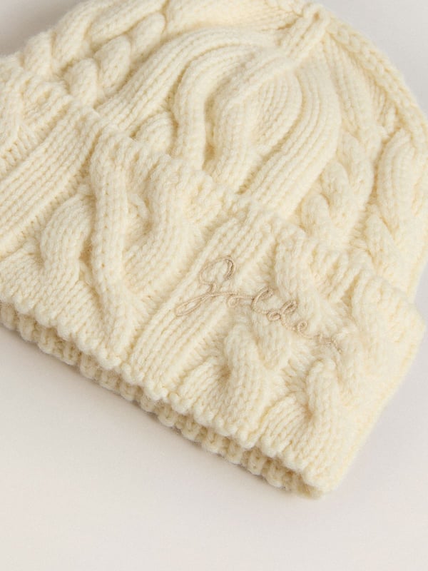 Golden Goose - White wool beanie with embroidery in 